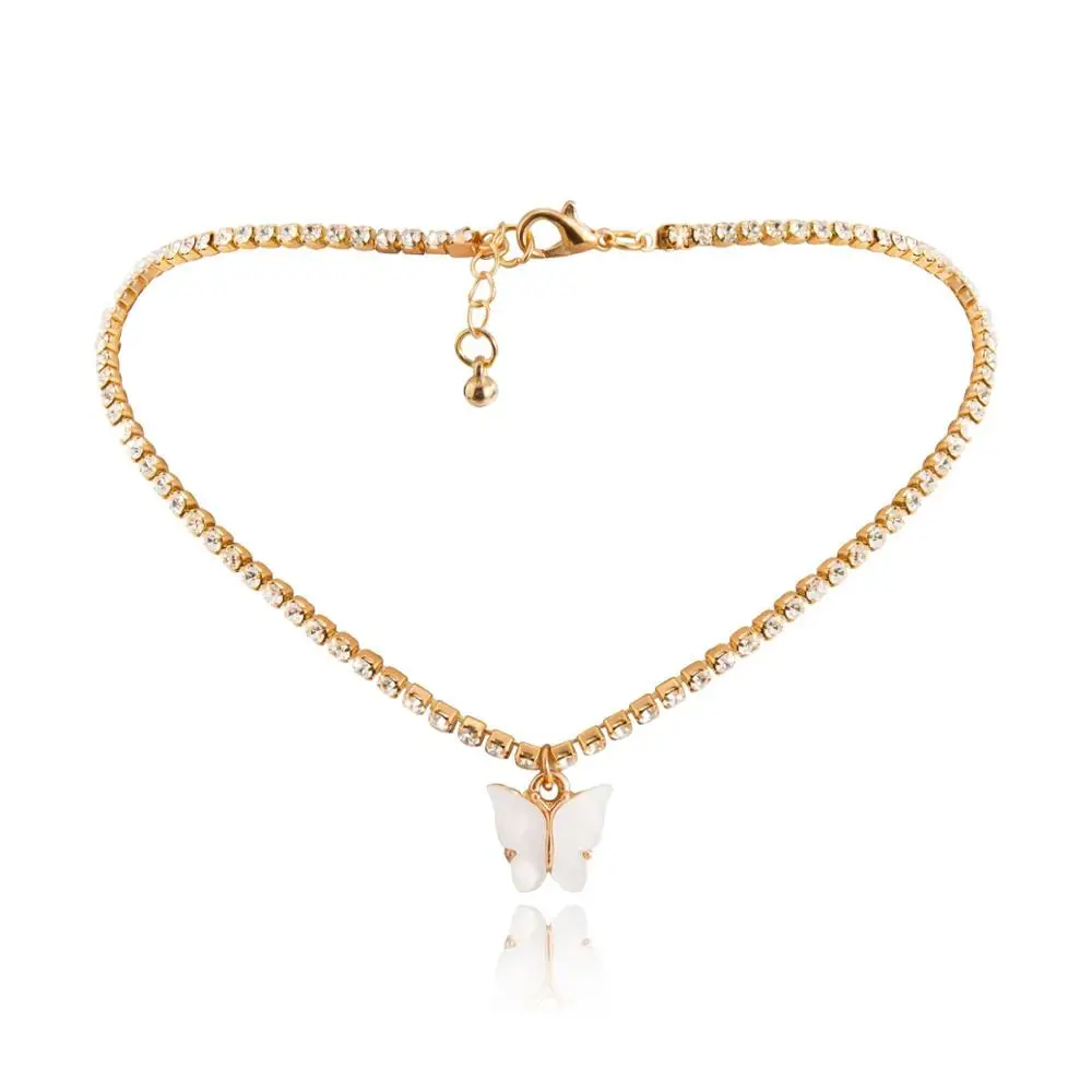 Crystal Butterfly Necklaces Collier Chain Necklace Women Goth Aesthetic Choker Shiny Jewellery Gifts Wholesale | Украшения и