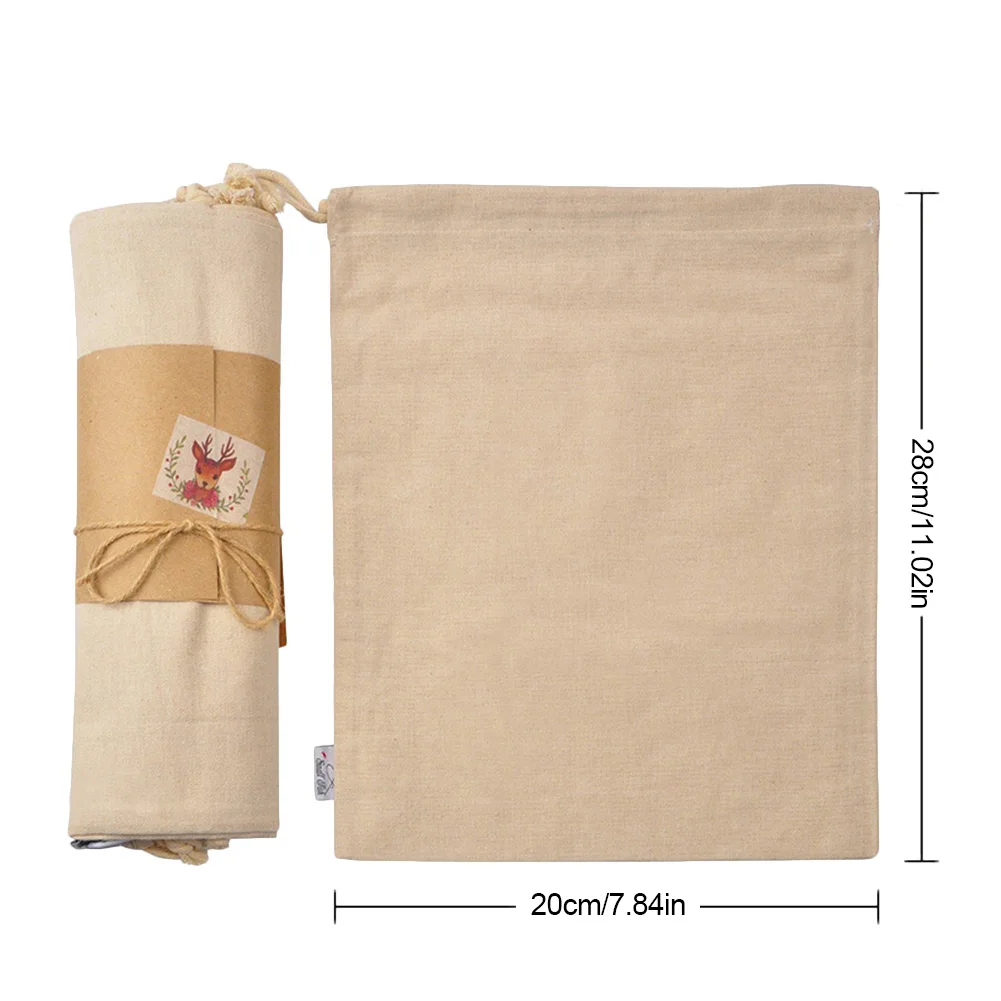

2pcs Organic Cotton Storage Drawstring Bags Reusable Folding Kitchen Food Storage Bag Eco-Friendly Shopping Bag Food Organizer