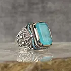 Мужское бриллиантовое серебряное кольцо Paraiba с кубическим цирконием, подарочное изделие, Модный Специальный дизайн ручной работы, Сделано в Турции