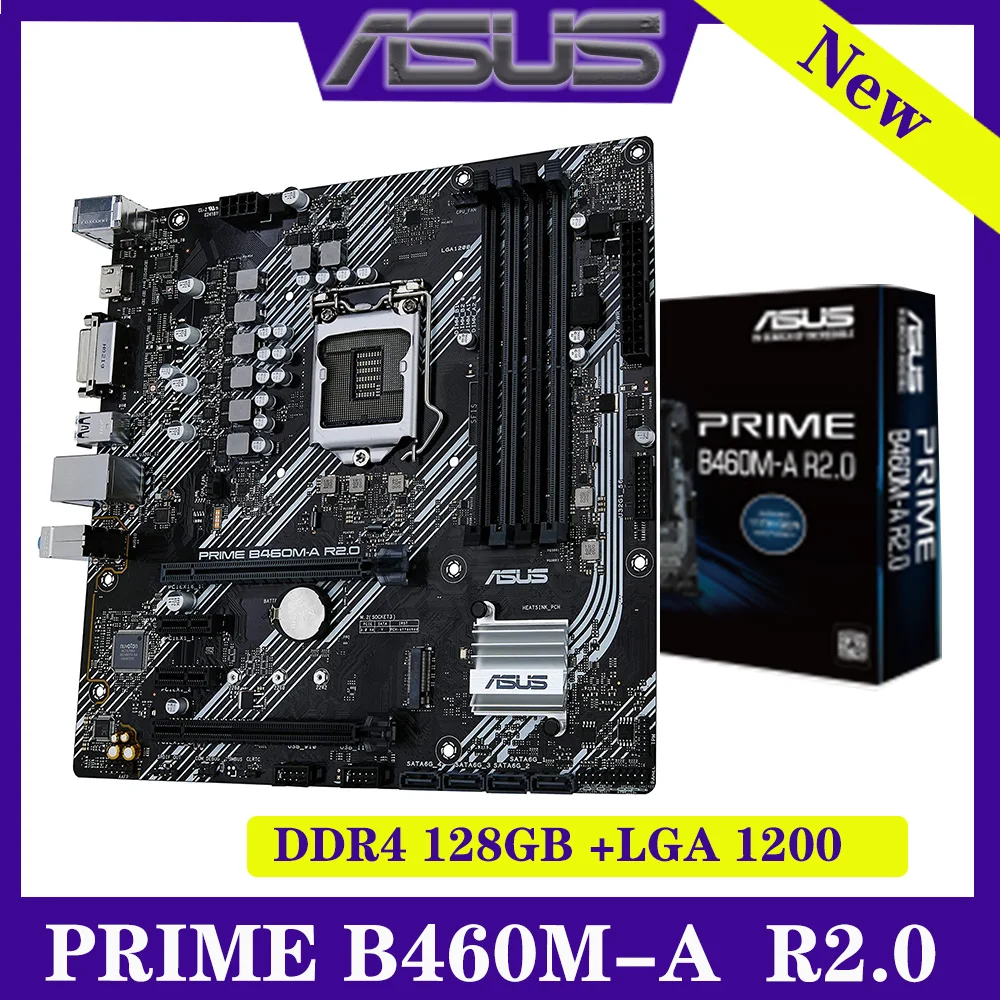 

LGA 1200 Asus PRIME B460M-A R2.0 PCIe 4,0 DDR4 128GB USB 3.2 Поддержка Intel 11/10-го поколения Intel H470 ATX настольный компьютер-мама 1200