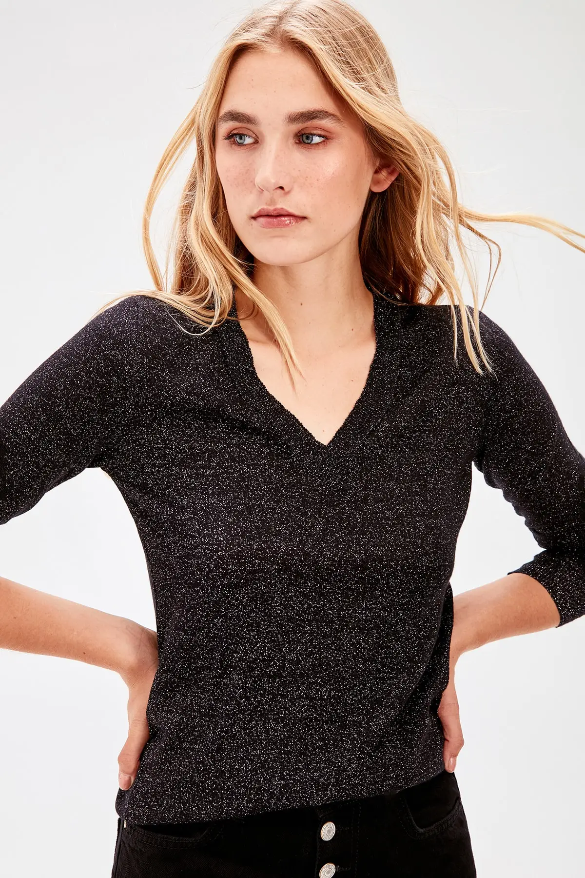 Трикотажный Свитер Trendyol Black Lurexli TWOAW20ZA0039| |
