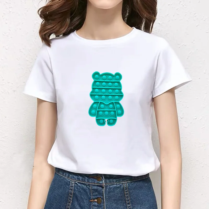 

Short Sleeve Fashion Female Graphic Tee Women Print building block 90s Summer Casual Clothes Ladies T Clothing T-shirts