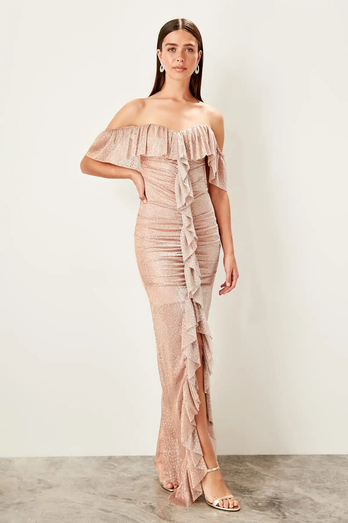 Trendyol вечернее платье с рюшами TPRSS19UT0136 | Свадьбы и торжества