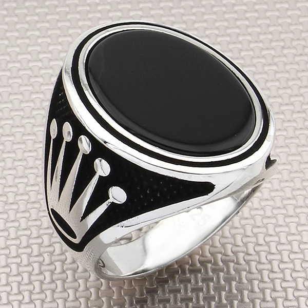 

Rolex Crown Black Onyx Gemstone Silver Men Ring Jewellery 925 Sterling Silver Ring Handmade with Natural Stone Men Ring