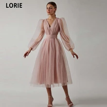 Lorie vestido de baile de tule com decote em v, com mangas compridas, roupões de festa, para uma silhueta justa e costas recortadas, vestido de festa à noite (2)