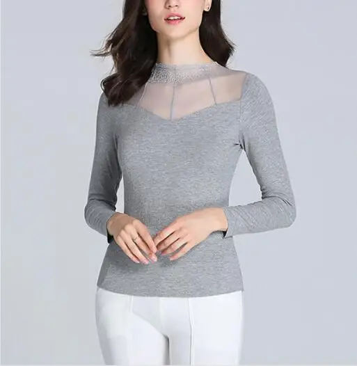 Женская кружевная блузка с длинным рукавом|Футболки| |