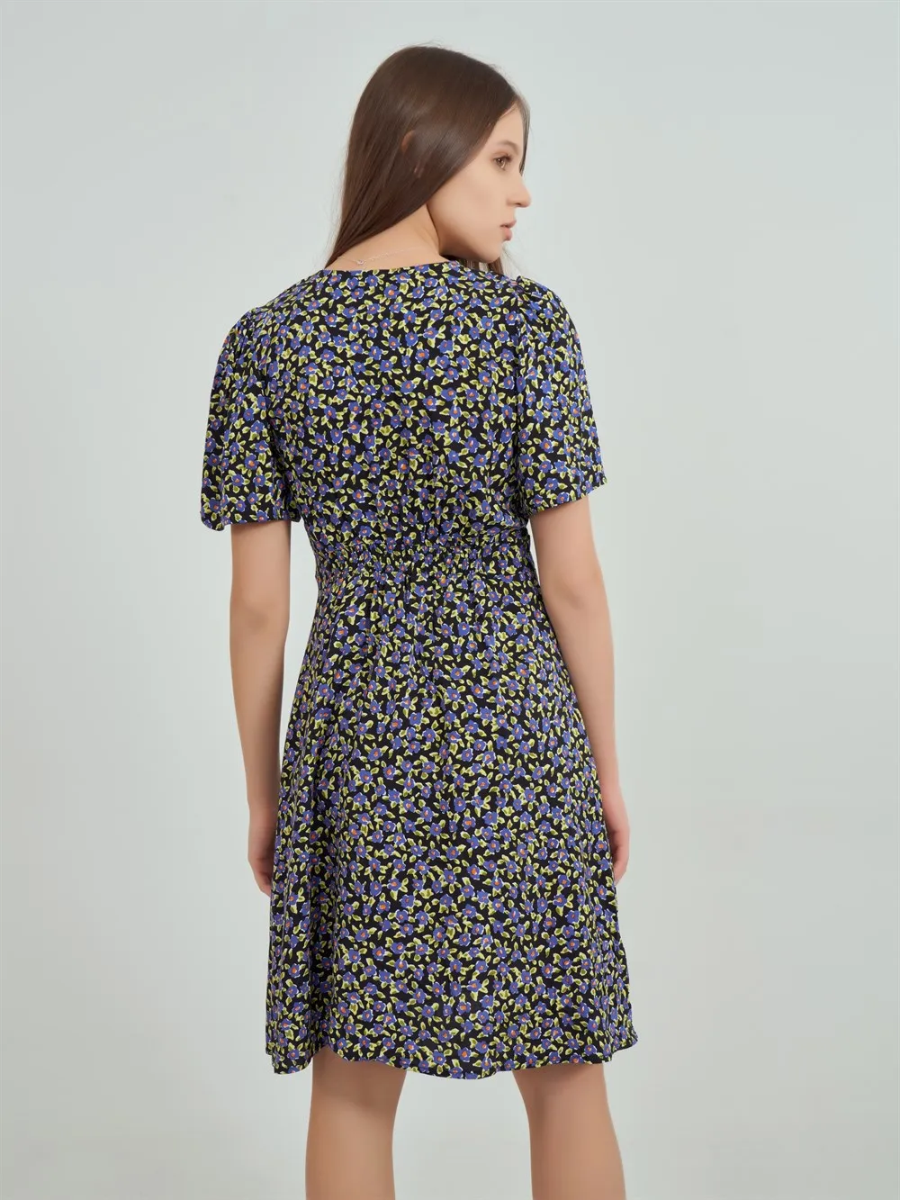 

Women's Fashion Trend Style New V-Neck Pattern Bottom Circular Temporary Shed Dress