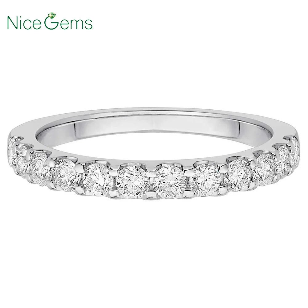 NiceGems 14 k белое золото круглая блестящая 0 63 ctw Муассанит обручальное кольцо на