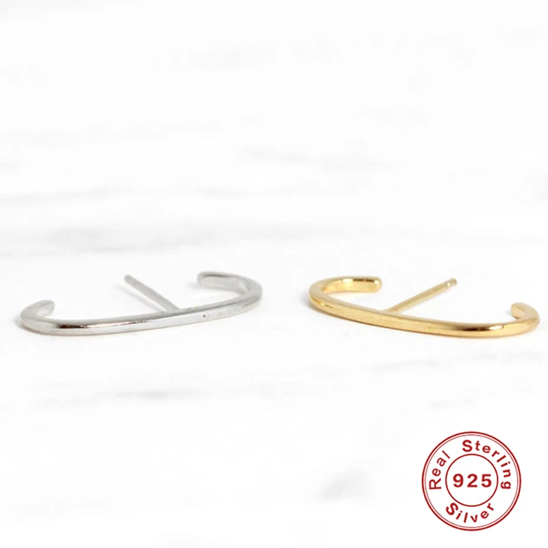 Минималистичные серьги гвоздики из стерлингового серебра 100% пробы с цирконом