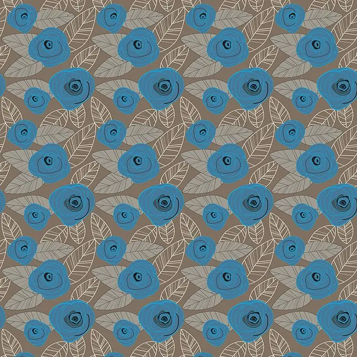 

Curtain Rose Flower Branches Leaves with Classic Romantic Floral Artwork Blue and Brown