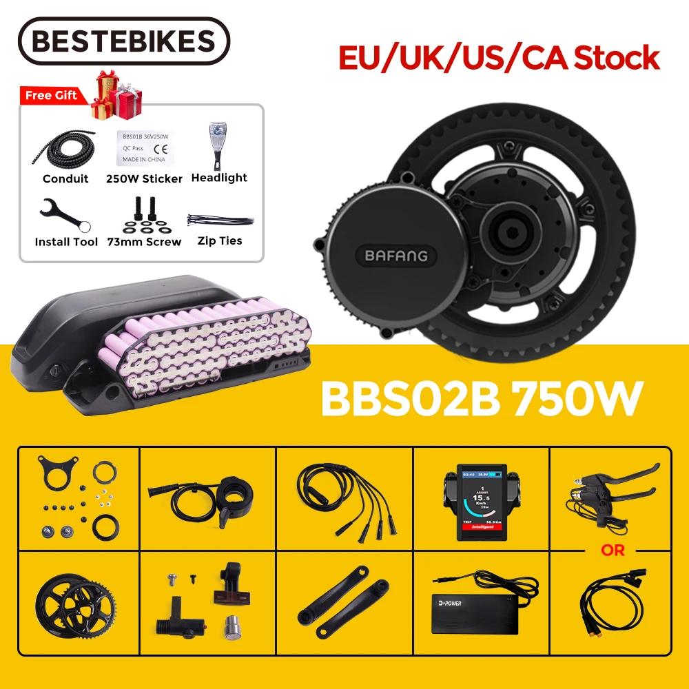 Bafang мотор BBS02B BBS02 48V 750W среднего привода электрический велосипед Ebike комплект для