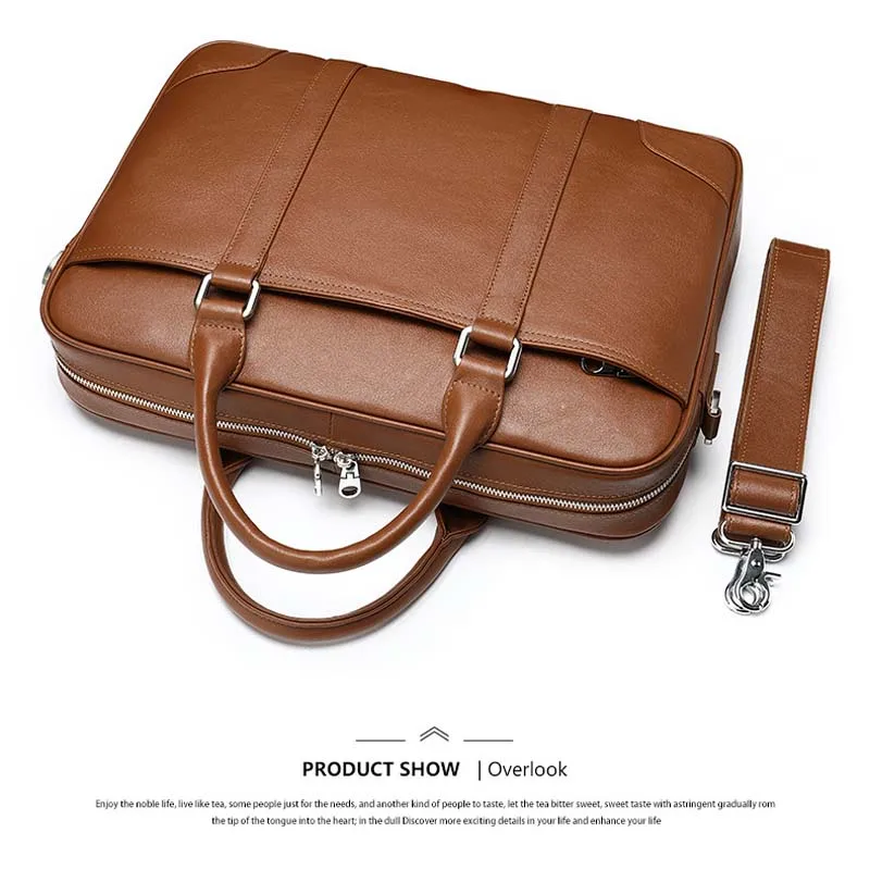 

New Luxury Cow Genuine Leather Business Men's Briefcase Male Briefcase Shoulder Bag Men's Messenger Bag Computer Handbag