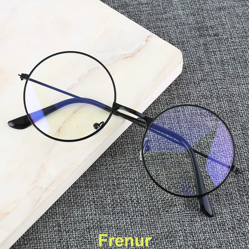 Женские винтажные очки в круглой металлической оправе с защитой от синего