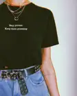 Забавная женская футболка с надписью keep with спортивные, 100% хлопок, tumblr, винтажная, гранж, повседневная, унисекс, модная футболка с цитатами, Топ