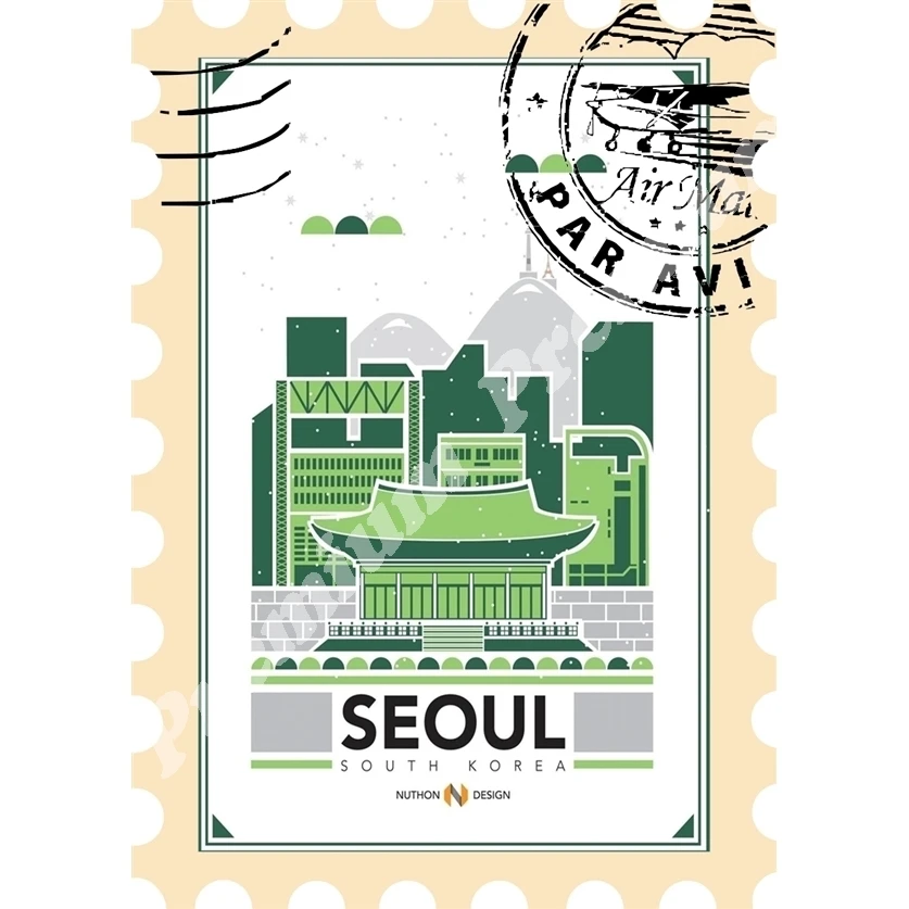 Южная Корея Сувенирный магнит Винтажный туристический плакат | Дом и сад