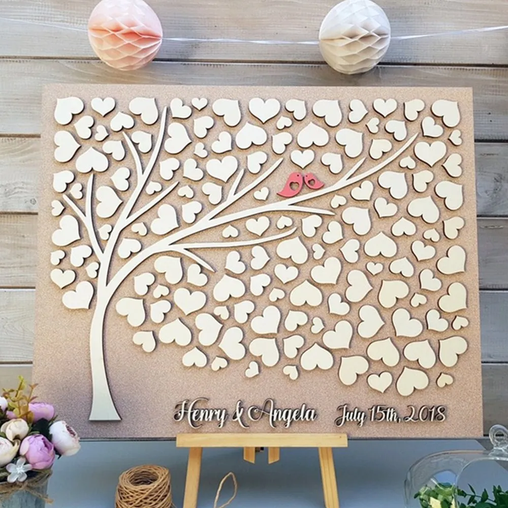 Пользовательские осенние цвета 3D Свадебная Гостевая книга Альтернатива дереву