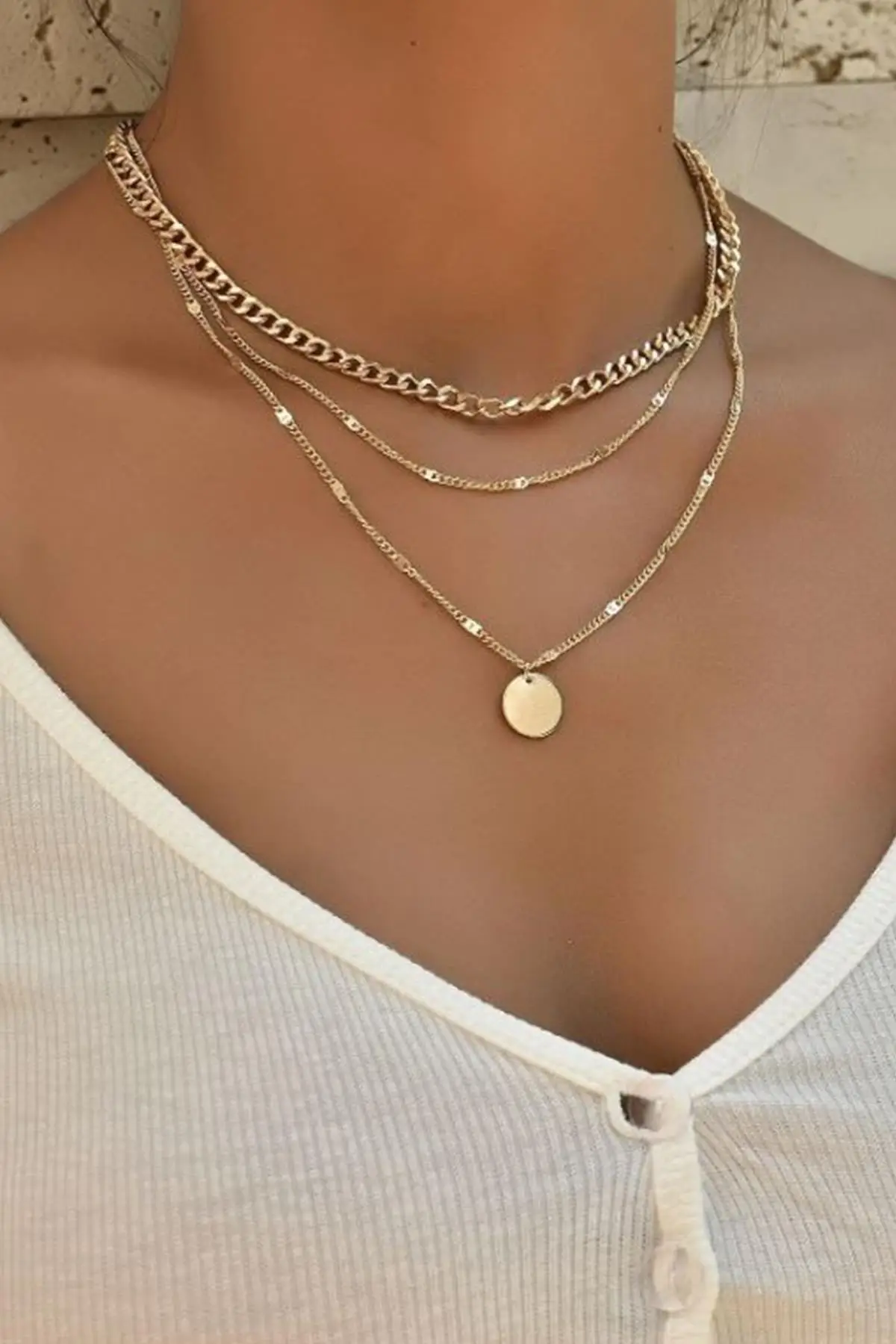 

New Season Women's Gold Sequin Necklace Set Stylish Design Daily Wear 2021