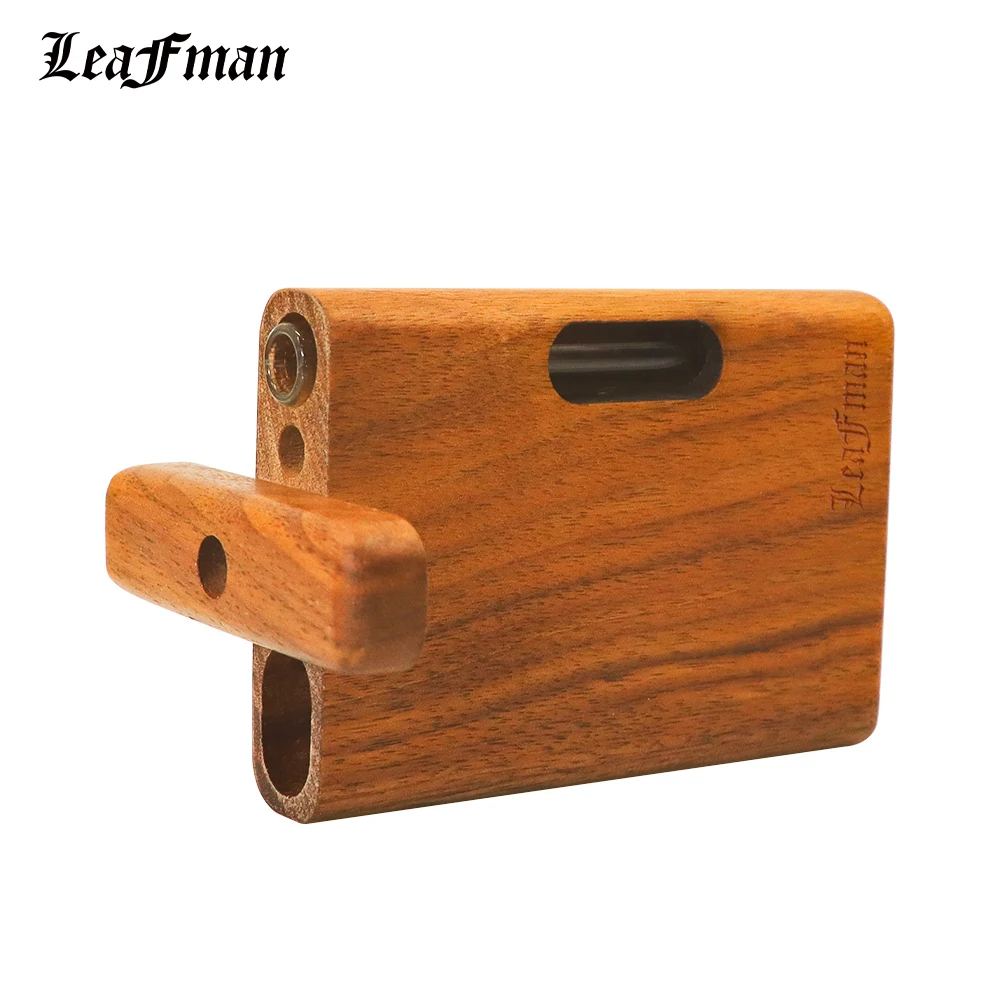 

LEAFMAN High Quality Glass One Hitter Pipe Bat Dugout Box With Cover Wooden Tobacco Storage Case Box For Herb Pipes