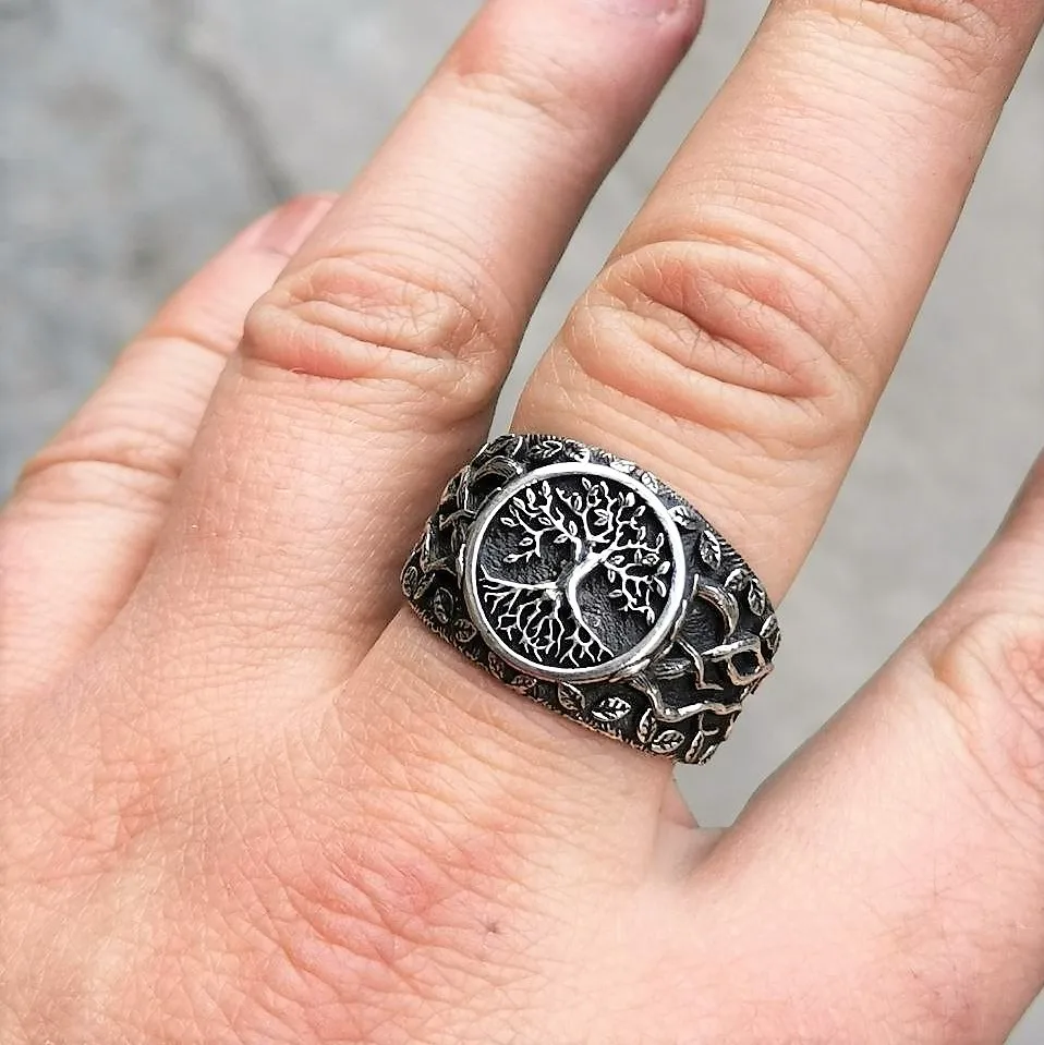 Кольцо мужское Древо мира. Иггдрасиль/ Серебро 925/ Ручная работа/ серебряная