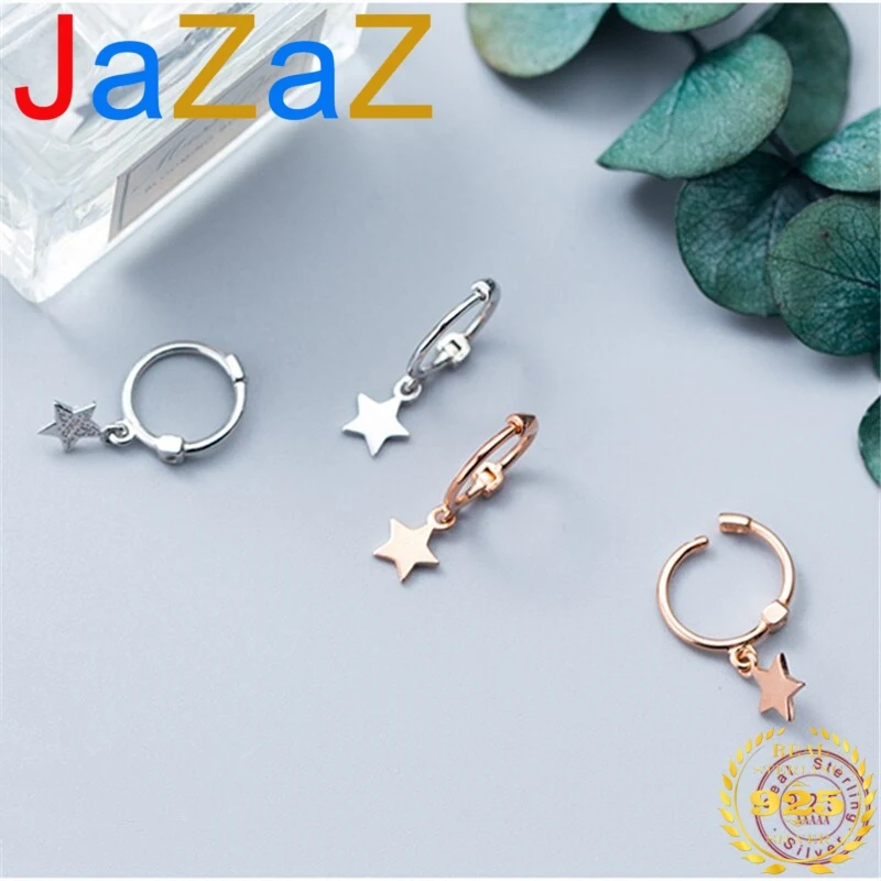 

A00185 Jazaz реальные 925 стерлингового серебра Звезда Пентаграмма, серьги со шпилькой, для женщин, с милыми ушками зажим, ювелирное изделие, подар...