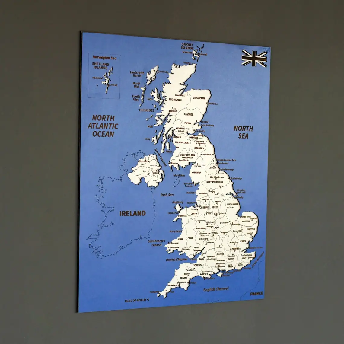Деревянная фотография стен английская карта Великобритании Подарок на