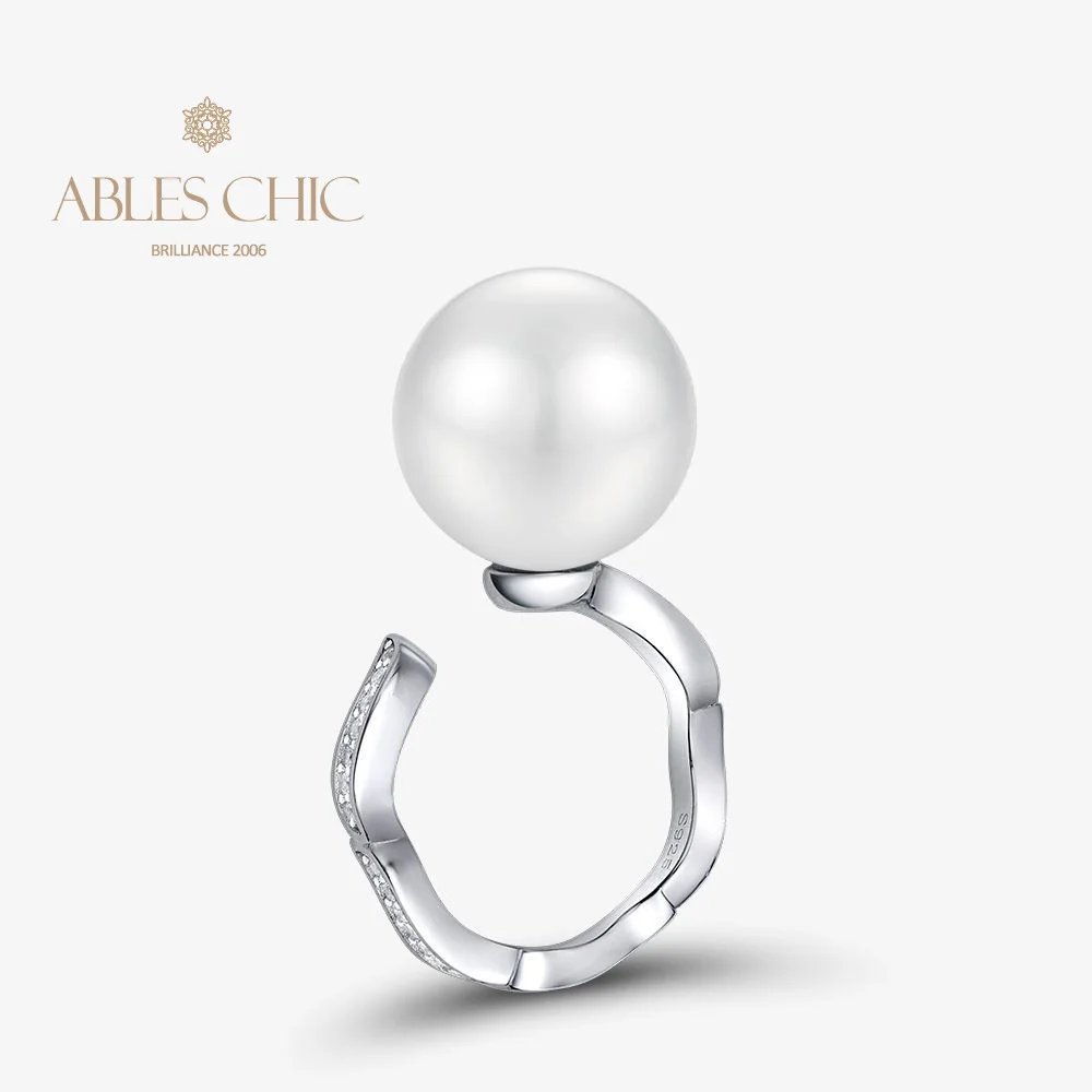

Real 925 Silver Shell Pearl Contemporary Open Ring 5A Zircon Paved Minimalist Adjustable Solitaire Rings S2R1S2R1763
