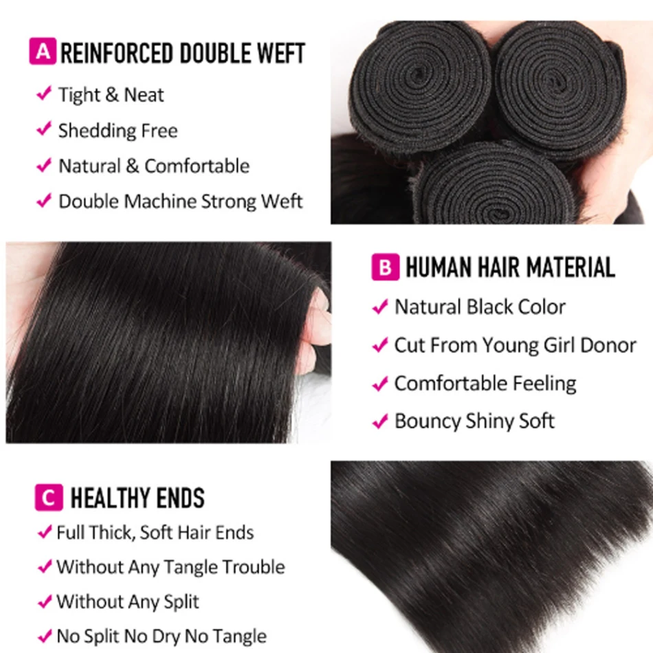 Прямые волнистые волосы 100% человеческие пряди 1/3/4 сделки 8-26 дюймов Пряди