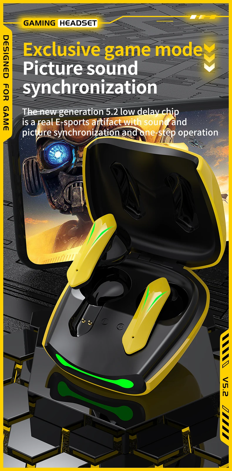 R05 Gaming TWS 5.2 Earphone Wireless Headphones Stereo Headset Sport Earbuds Microphone With Charging Box For Bluetooth phone - ANKUX.COM