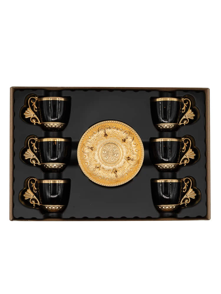 Золотые чашки для турецкого кофе Роскошные блюдца с золотыми ручками кофейный
