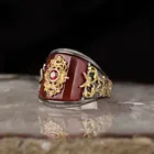 Мужское кольцо из серебра 925 пробы, Подарочные ювелирные изделия из драгоценных камней с агатом и покрытием латом, настоящий натуральный камень, Сделано в Турции