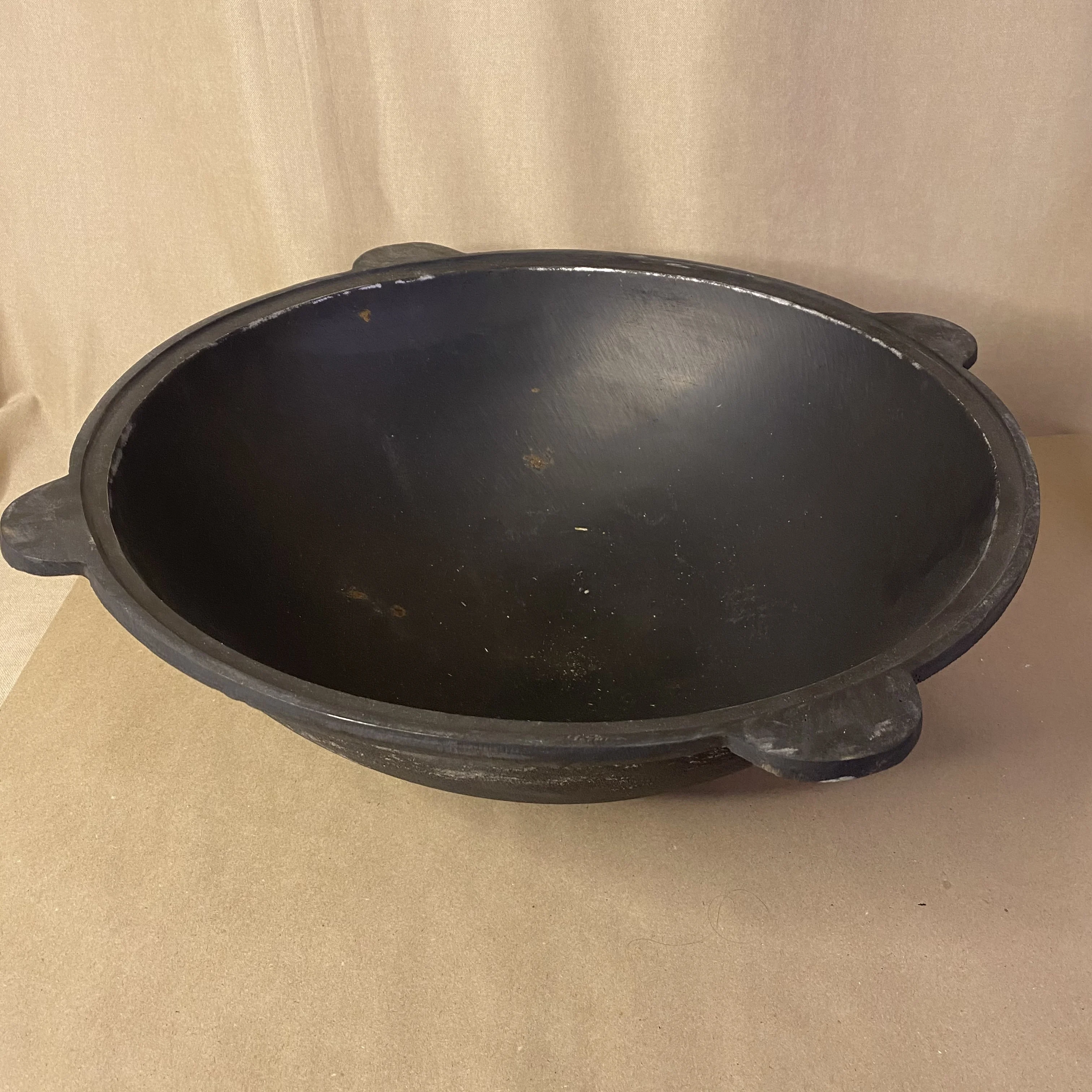 Узбекский чугунный казан с плоским дном половником плов НАМАНГАН ТОЛСТЫЕ СТЕНКИ