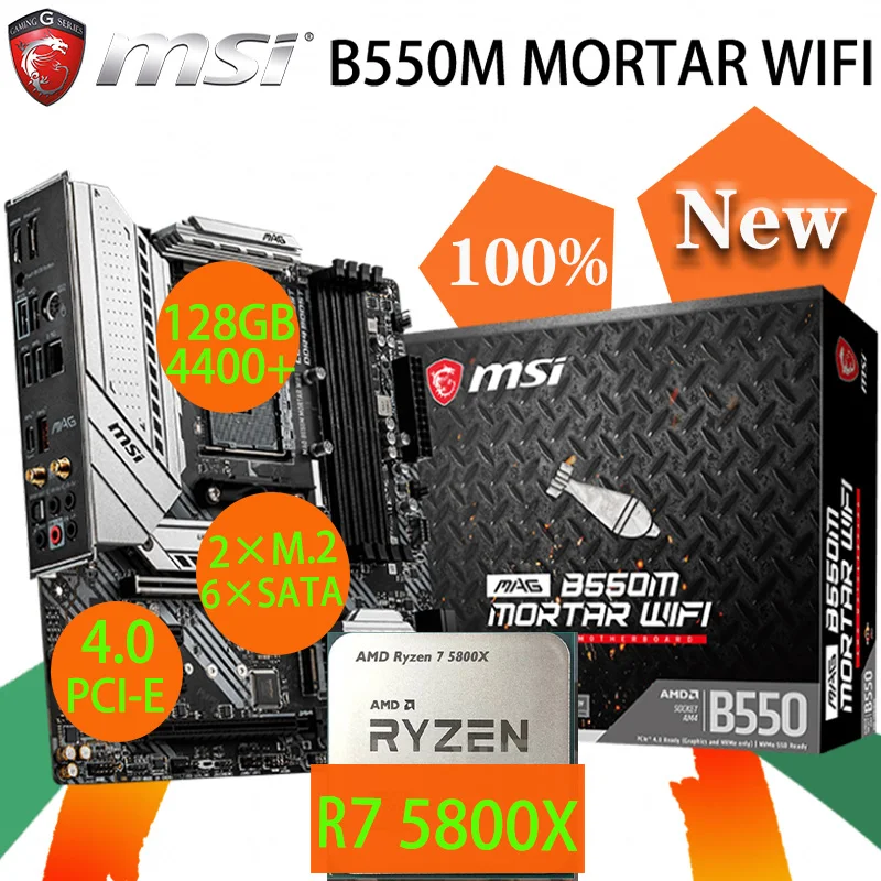 

Материнская плата AM4 MSI MAG B550M, раствор Wi-Fi + процессор AMD Ryzen 7 5800X, набор DDR4 128 ГБ 4400 + M.2 PCI-E 4,0 USB3, настольный B550, материнская плата
