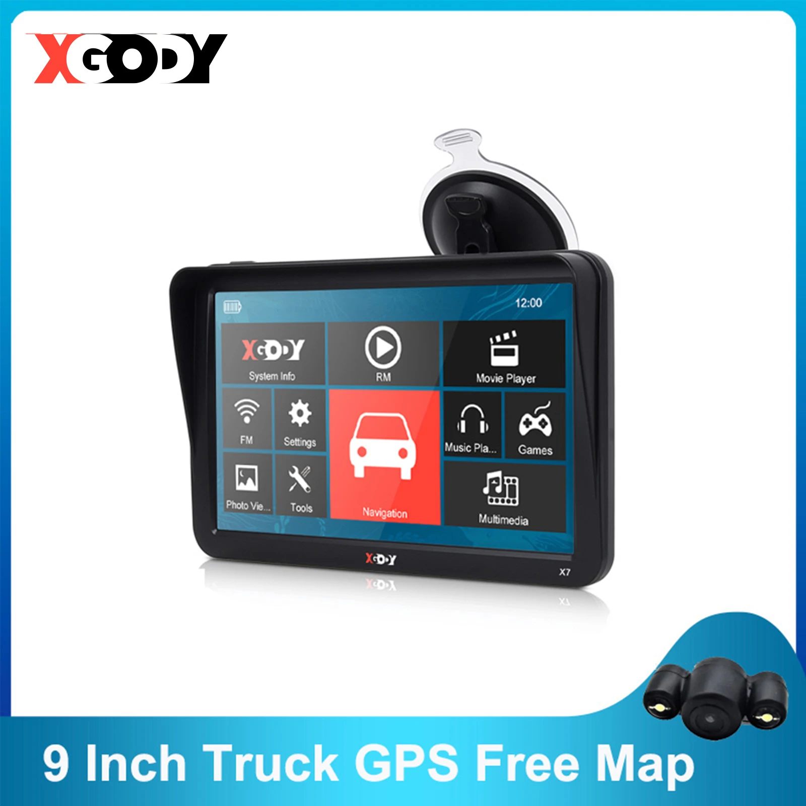 

XGODY 9'' X7 Car Truck GPS Navigation 256MB+8GB Touch Screen Sat Nav Bluetooth Optional Free Map Russia Navitel Europe Navigator