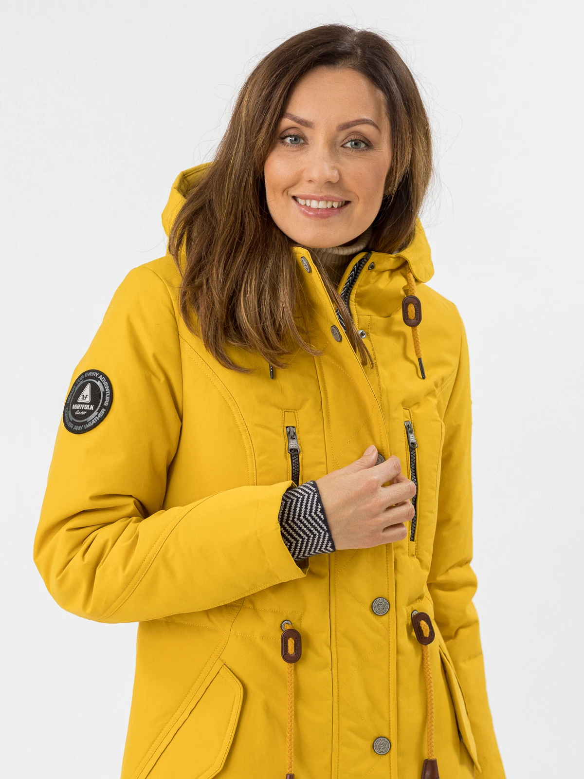 Nortfolk куртка зимняя женская теплая парка с капюшоном трикотажными манжетами