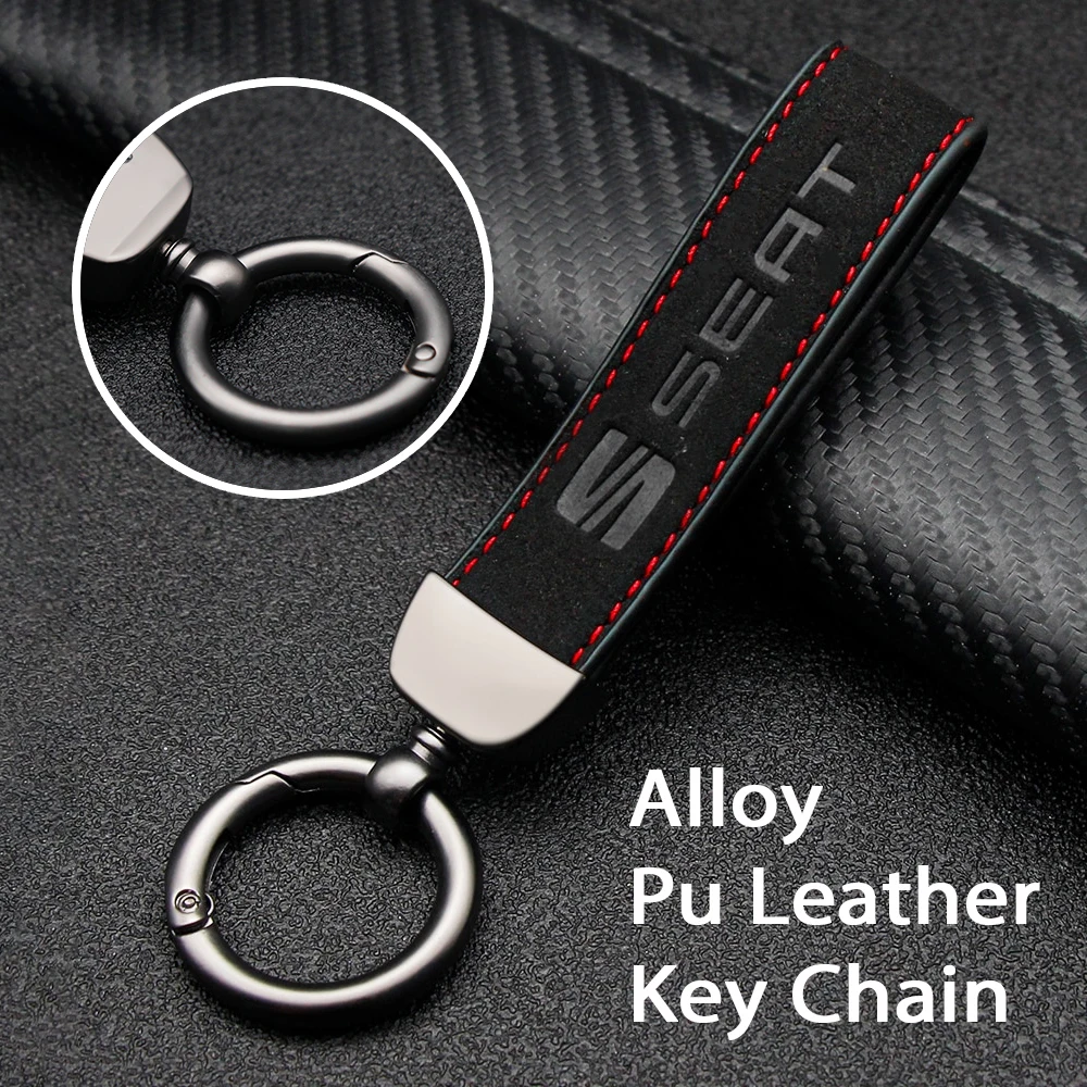 

Car Keychain Car Logo Alloy Pu Leather Key Chain Key Ring For SEAT Leon Ibiza 6J 6L Alhambra Exeo Altea Arona Ateca