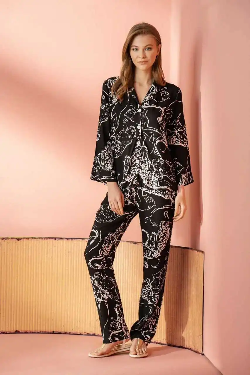 

Short Sleeve Women's Pajama Set Low Arm Woven fabrics Free Shipping From Turkey