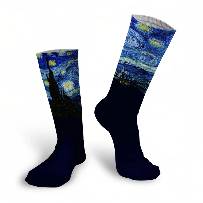 Носки женские длинные с рисунком Звездная ночь | Женская одежда