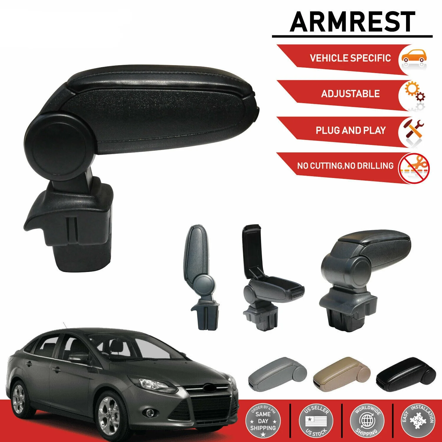 

Подлокотник черный USB'Lİ для FORD FOCUS 3 HB 5D/SD 2010-2014