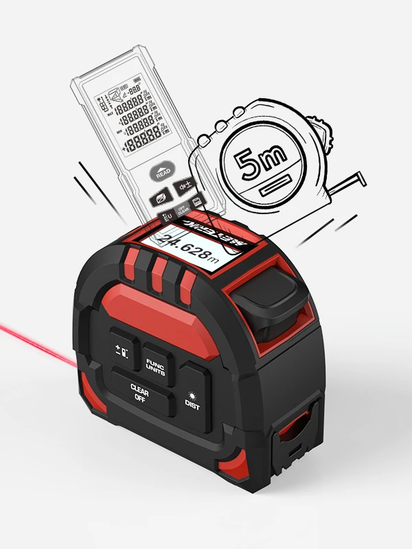 Meterk Portable 2 in 1 LCD Laser Distance Meter Multifunctional Laser Tape Measure 131Ft/40M 16Ft/5M Laser Measuring Instruments mini oscilloscope