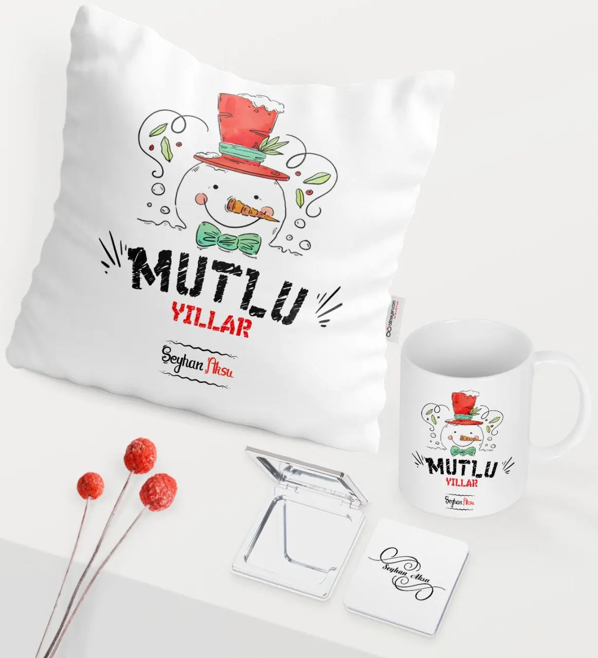 

Персонализированные Рождество С Днем Рождения тема белая кружка зеркало подушка набор-5