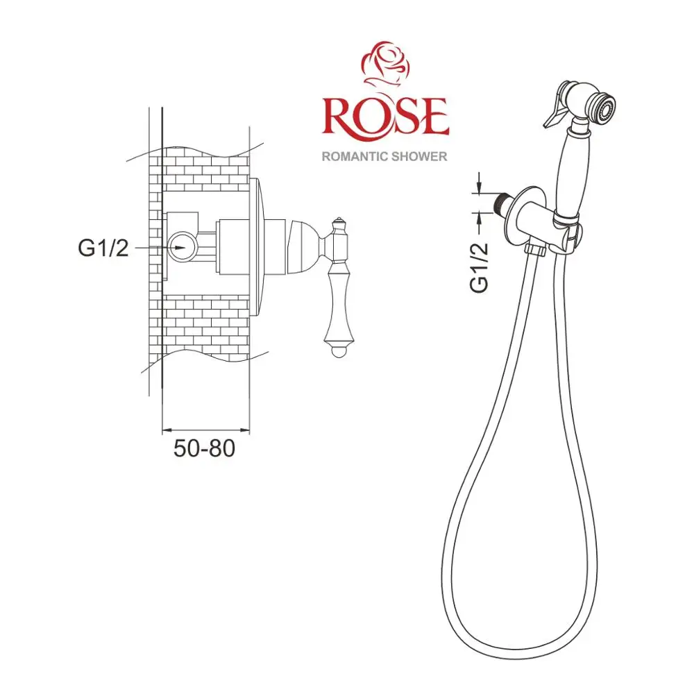 ROSE Встроенный гигиенический душ для биде в стену настенное крепление унитаза