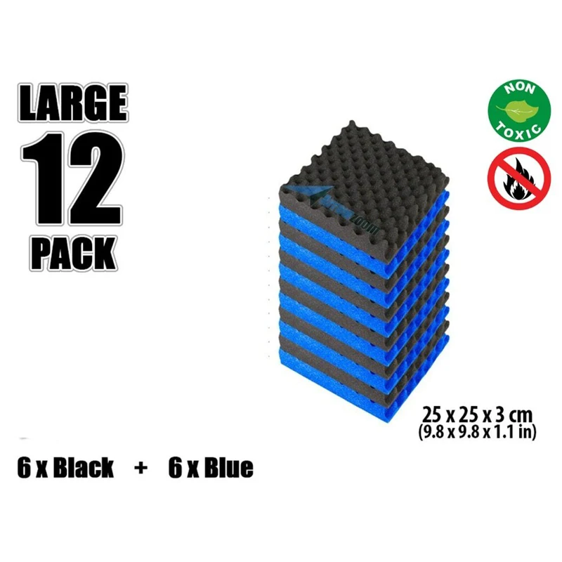 

Arrowzoom 12 pcs 9.8" x 9.8" x 1.1" Color Combination Convoluted Egg Crate Tile Studio Sound Absorbing Panel Acoustic Foam