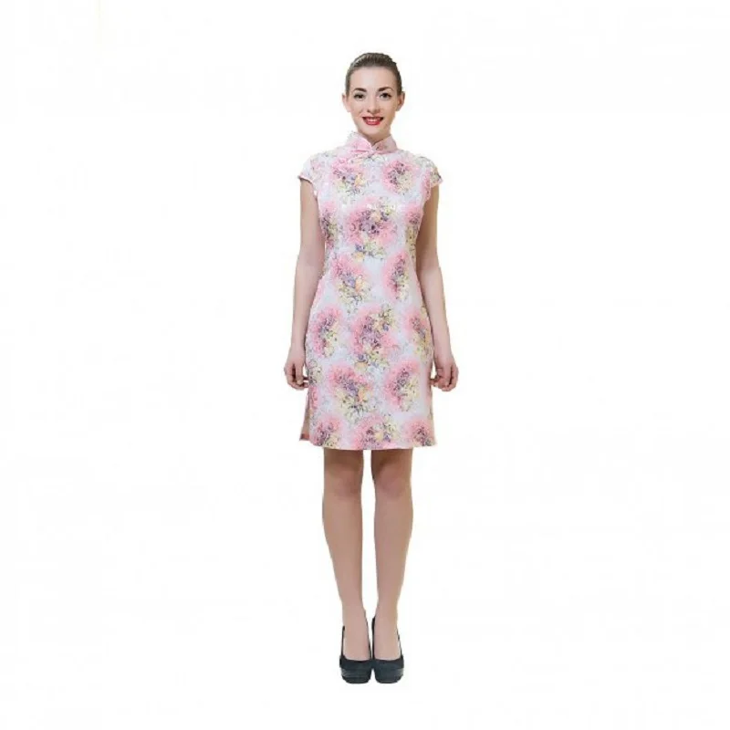 Traditional Chinese qipao dress white with Sakura Asian clothing size S M L XL XXL | Cheongsams