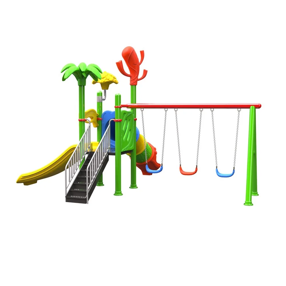 Уличная игровая площадка XFUN игровой набор для детей с 3 х местными качели и горкой