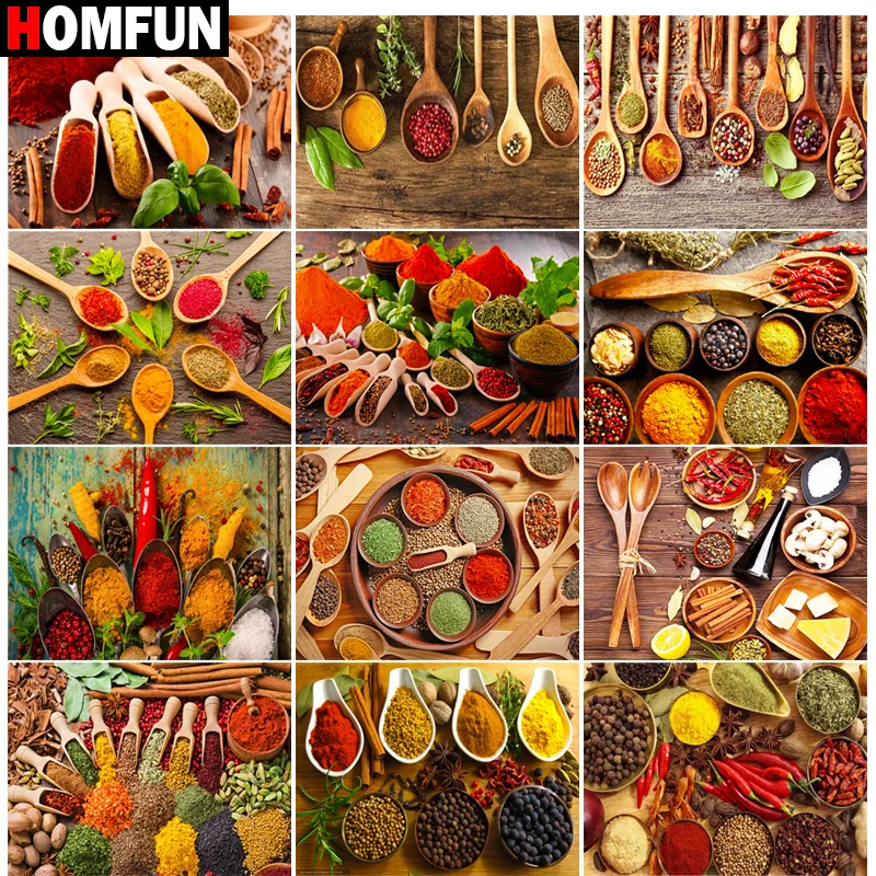 

Набор для алмазной вышивки «приправа» HOMFUN, Набор для вышивки крестиком «сделай сам», с квадратными и круглыми стразами