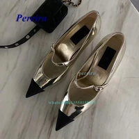 pointed toe wedges buckle pumps 2022 new mixed color patent leather glossy high heels summer women shoes elegant luxury shoes