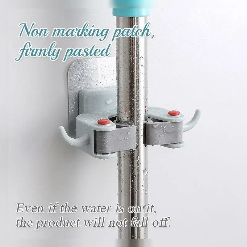

Bathroom Wall Mounted Mop Clip Mop Organizer Holder Brush Broom Hanger Home Storage Rack Bathroom Suction Hanging Pipe Hooks Hou