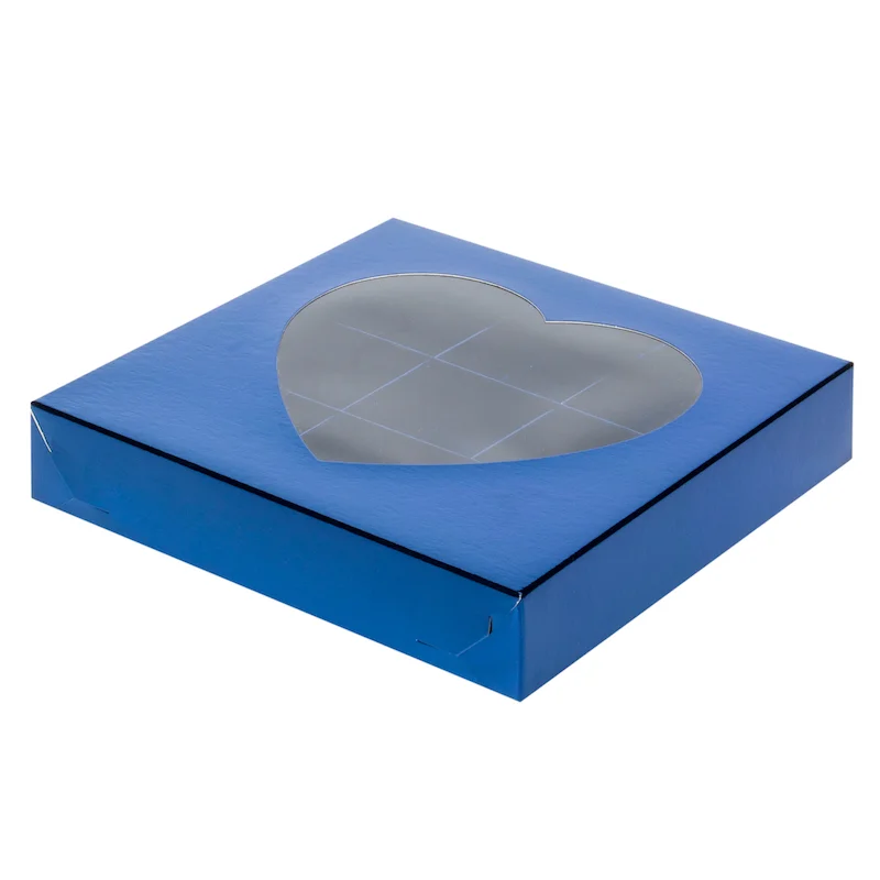 30 шт. Коробка для 9 конфет трюфелей сладостей подарочная с окном &quotСердце&quot