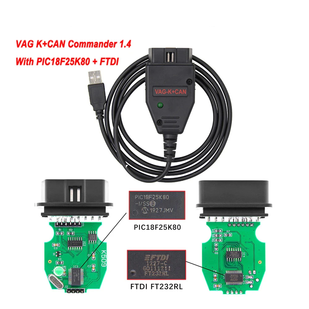 VAG K CAN Commander 1 4 + FTDI PIC18F25K80 OBD2 OBD 2 Автомобильные диагностические инструменты