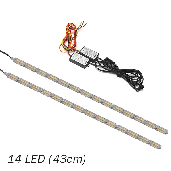 43cm 14LED 2 шт. водонепроницаемый гибкий светодиодный светильник s Новое поступление DRL Дневной ходовой светильник последовательного потока стиль переключатель головной светильник s - Цвет: 43cm 14LED